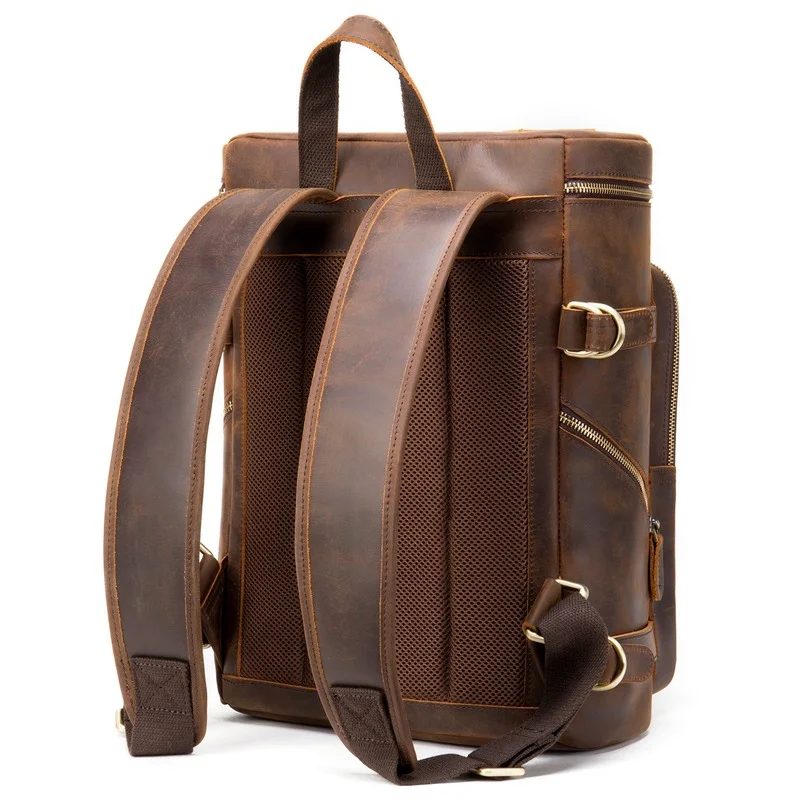 

Marunte leather backpack men's backpack 2021 new Korean version of the computer bag men's retro crazy horse leather backpack