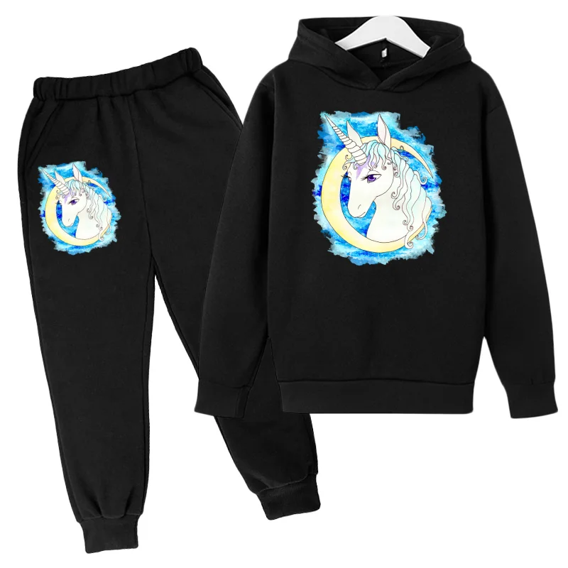 

Boy Girl Casual Suit Unicorn Fall pop Set Children's clothing Cartoon Child tracksuit Unicorn Hoodies+Pants jogging Kids clothes