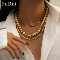 3pcsset hip hop big ball beads chain necklace collar gothic punk snake chain choker necklaces women men neck jewelry gifts 2021