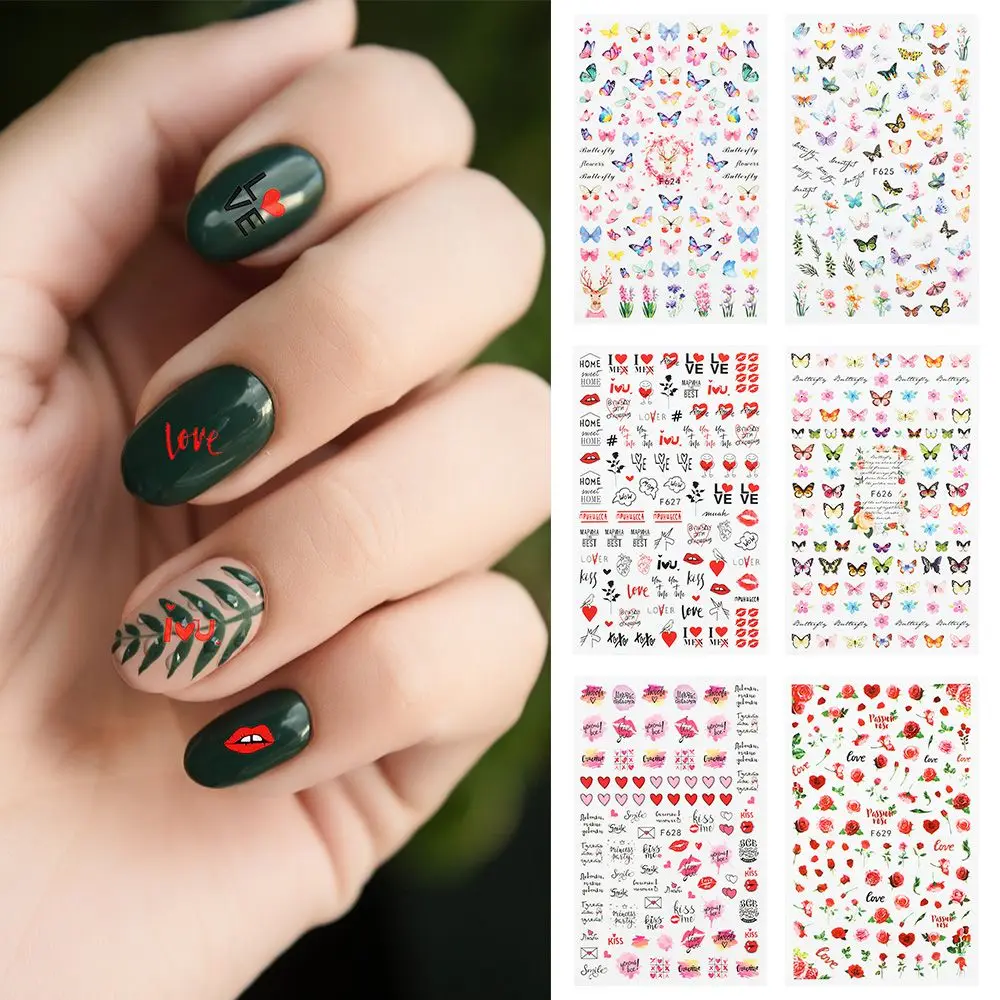 

Self Adhesive Love Heart Flower Sliders Nail Art Decoration 3D Transfer Decal Nail Decals Nail Sticker