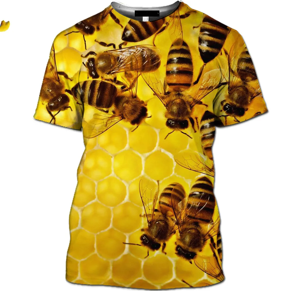 Mamba Men's Women's T-shirt Summer Short Sleeve Bee Casual Harajuku Wasp Shirt Beach Natural T-shirt Peony Flower Insect Top