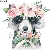 poemyi iron on cute sloth animal patches on clothes t shirt diy pink flower patch appliques heat transfers stickers on jackets f