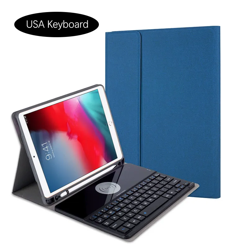Для iPad 10," чехол Съемная Беспроводная зарядка США Bluetooth клавиатура кожаный чехол для iPad 7th 10,2 Чехол держатель ручки