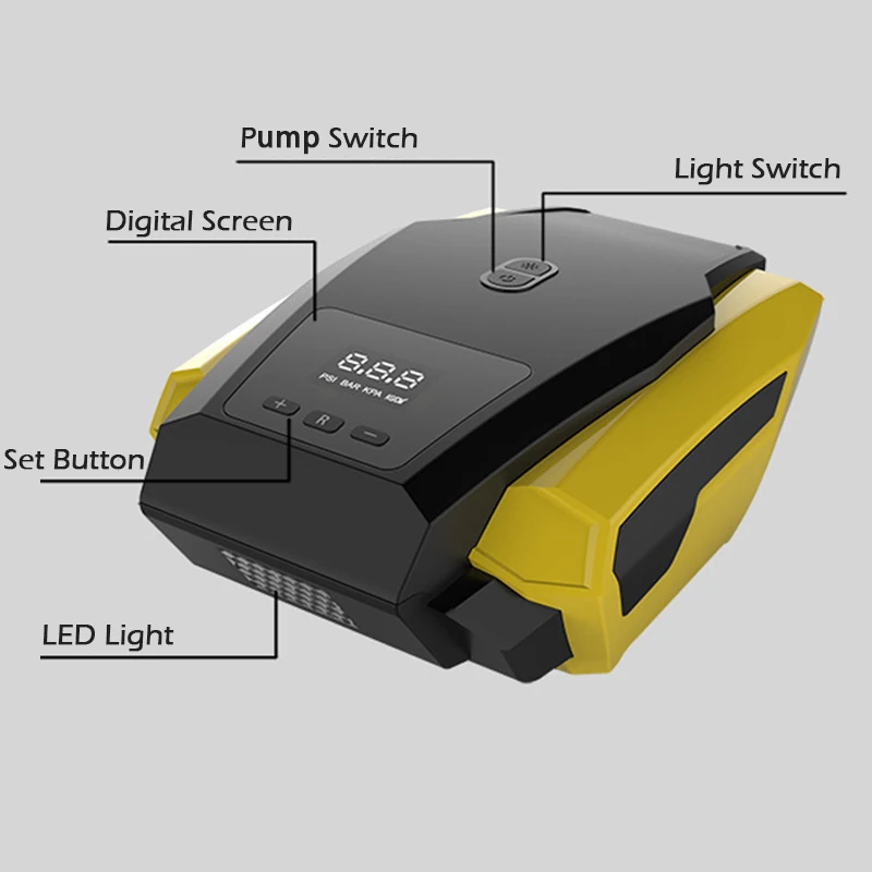 

Car LED Digital Display Air ComprESSor Portable Inflatable Pump 12V Automobile Tire Fast Inflator Mini Electric Auto For Trave