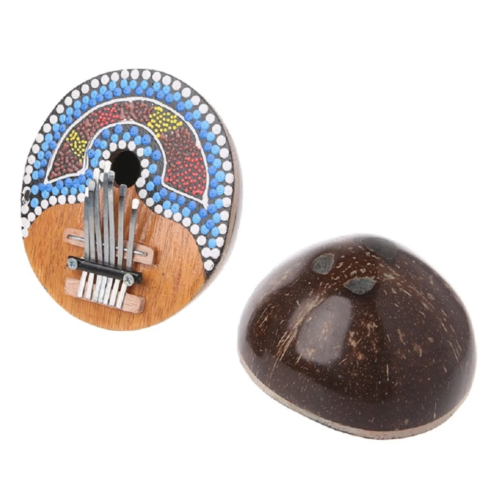 Kalimba пианино для больших пальцев 7 клавиш Регулируемая Кокосовая оболочка