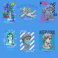 statue of liberty david iron on patches for clothes jackets appliques stripes thermo stickers on t shirt vinyl heat transfers