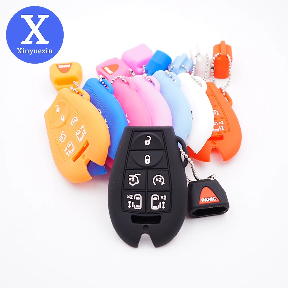 

Xinyuexin Silicone Car Key Case Cover 7 Buttons for Jeep Commander Dodge Grand Caravan for Chrysler Town Country Car Accessory