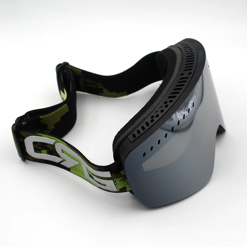 Серые линзы черная оправа лыжные очки с двойными линзами UV400 анти туман большая