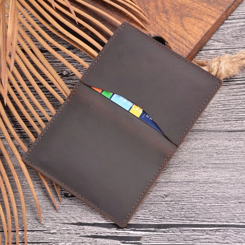 Держатель для визиток из коровьей кожи винтажный минималистичный кошелек