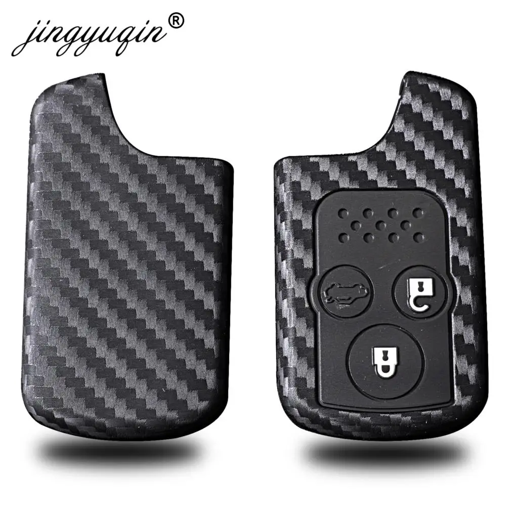 

jingyuqin 10pcs Car key Carbon Silicone Case Cover for honda CRV 2012 2013 Crosstour 2010 Car Key Bag Holder Chain Ring