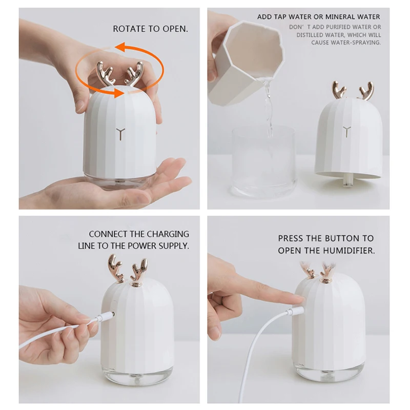 

CAHOT 220ML Ultrasonic Air Humidifier Aroma Essential Oil Diffuser for Home Car USB Fogger Mist Maker with LED Night Lamp