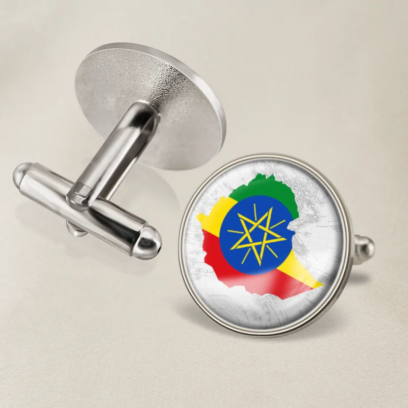 

Coat of Arms of Ethiopia Ethiopians Map Flag National Emblem Cufflinks