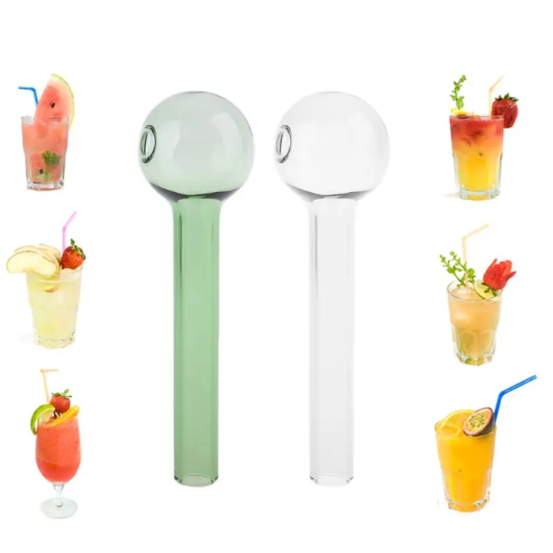 

Portable colorful Round head Borosilicate Glass Tube Pipe straw Pipes Gift for Juice milk beverage drink