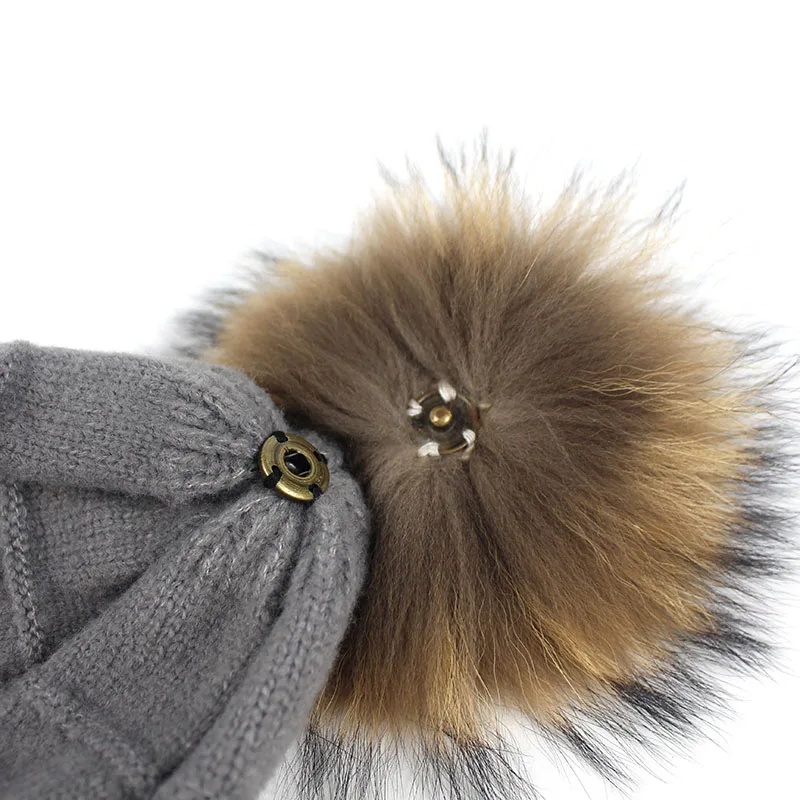 Minhui шапки из натурального меха для женщин зимние вязаная шапка одноцветная