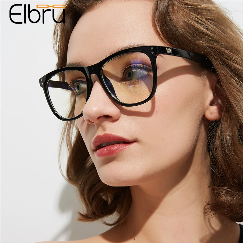 

Elbru Vintage Anti Blue Light Optical Glasses Men Women Plain Eyeglasses Antifatigue Clear Lens Computer Goggles Female Eyewear