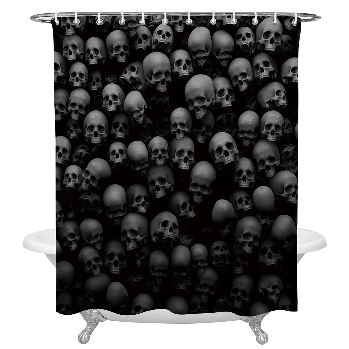 

Skull Wall Skull Horror Shower Curtain Polyester Fabric Waterproof Shower Curtains Modern Bathroom Curtain