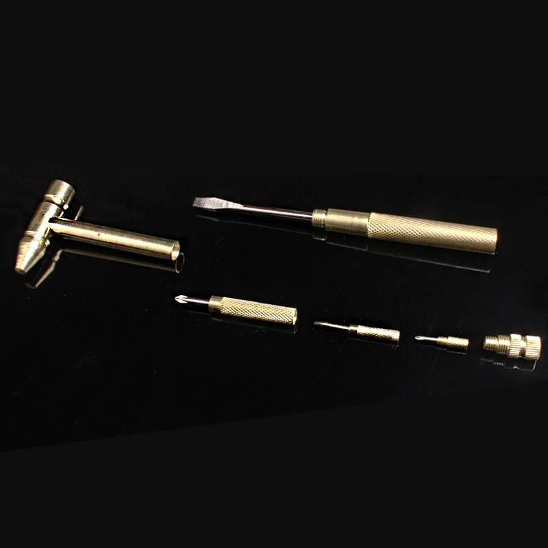 

Медный молоток 5 в 1, многофункциональный молоток, встроенная маленькая отвертка, внутренний и наружный мини-инструмент SCIE999