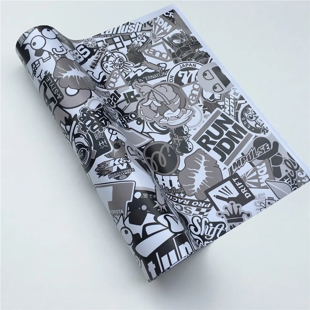 JDM Black White HD JDM Hellaflush виниловая наклейка Bomb wrap Автомобильная наклейка s Camo виниловая автомобильная пленка ping пленка для автомобиля ноутбука компьютера - Название цвета: JDM Black White