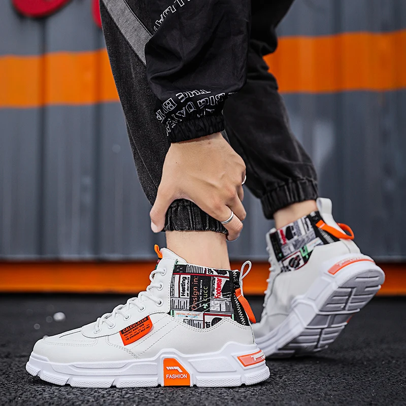 

Hip Hop Mens Tennis Non-Casual Leather High Top Sneakers Dropshipping Autumn Shoes For Men Air Brand Man Shoes Kid Tennis Shoos