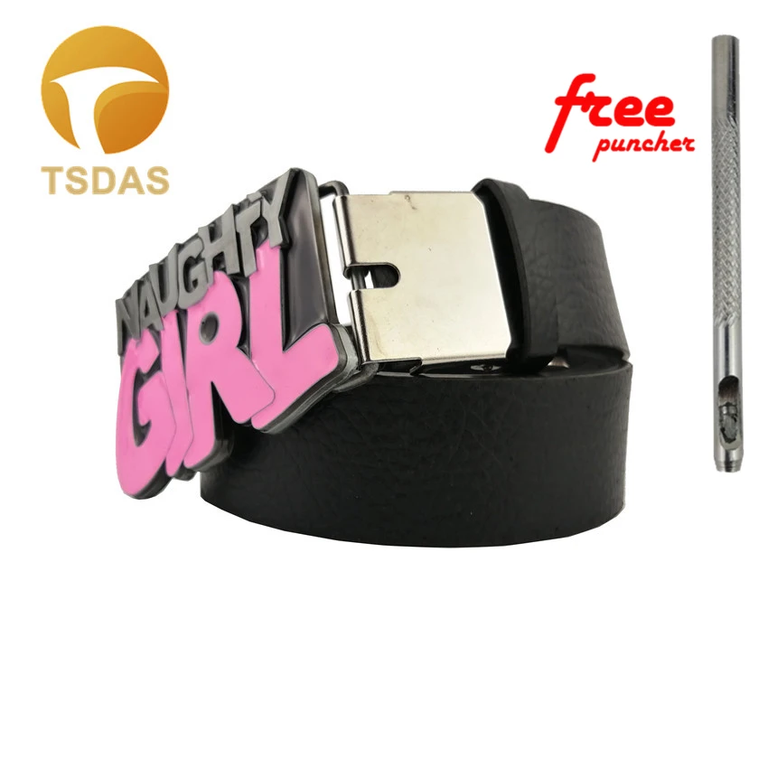 Озорная девочка металлическая пряжка для ремня с оловянной отделкой и розовой