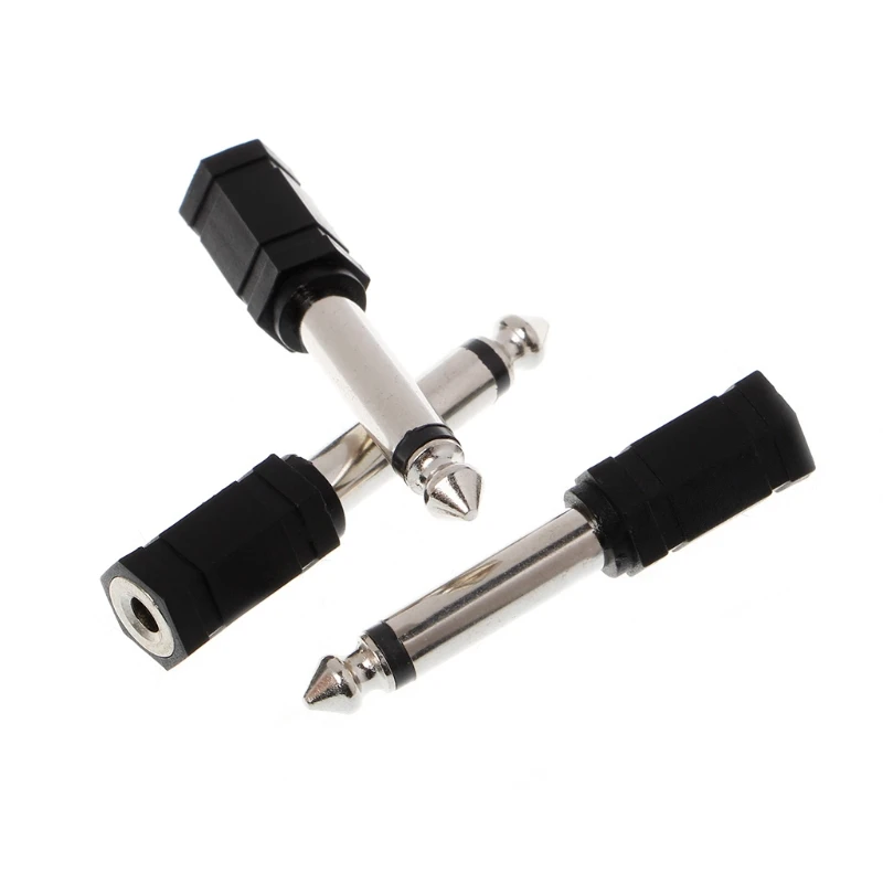

3 Pcs 6.35mm 1/4" Mono Plug to 1/8" 3.5mm Jack Female Converter Adapter