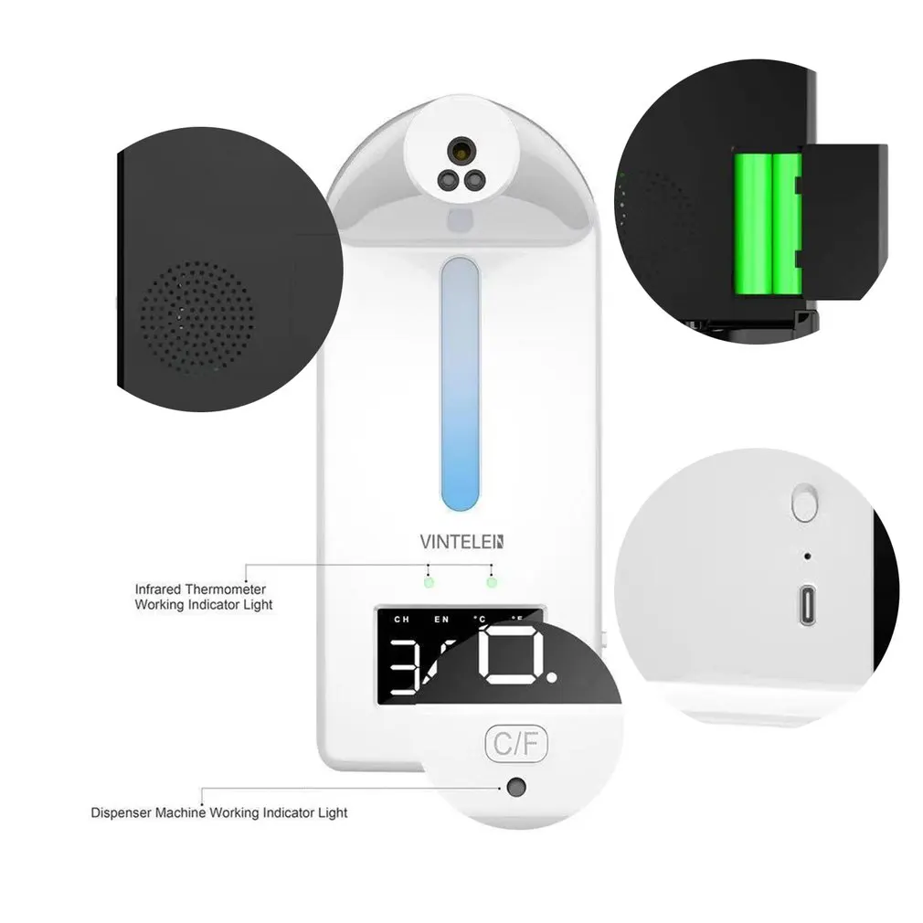 

V10pro Non Contact Infrared Thermometer Disinfectant Soap Free Machine Hanging Wall Integrated Machine