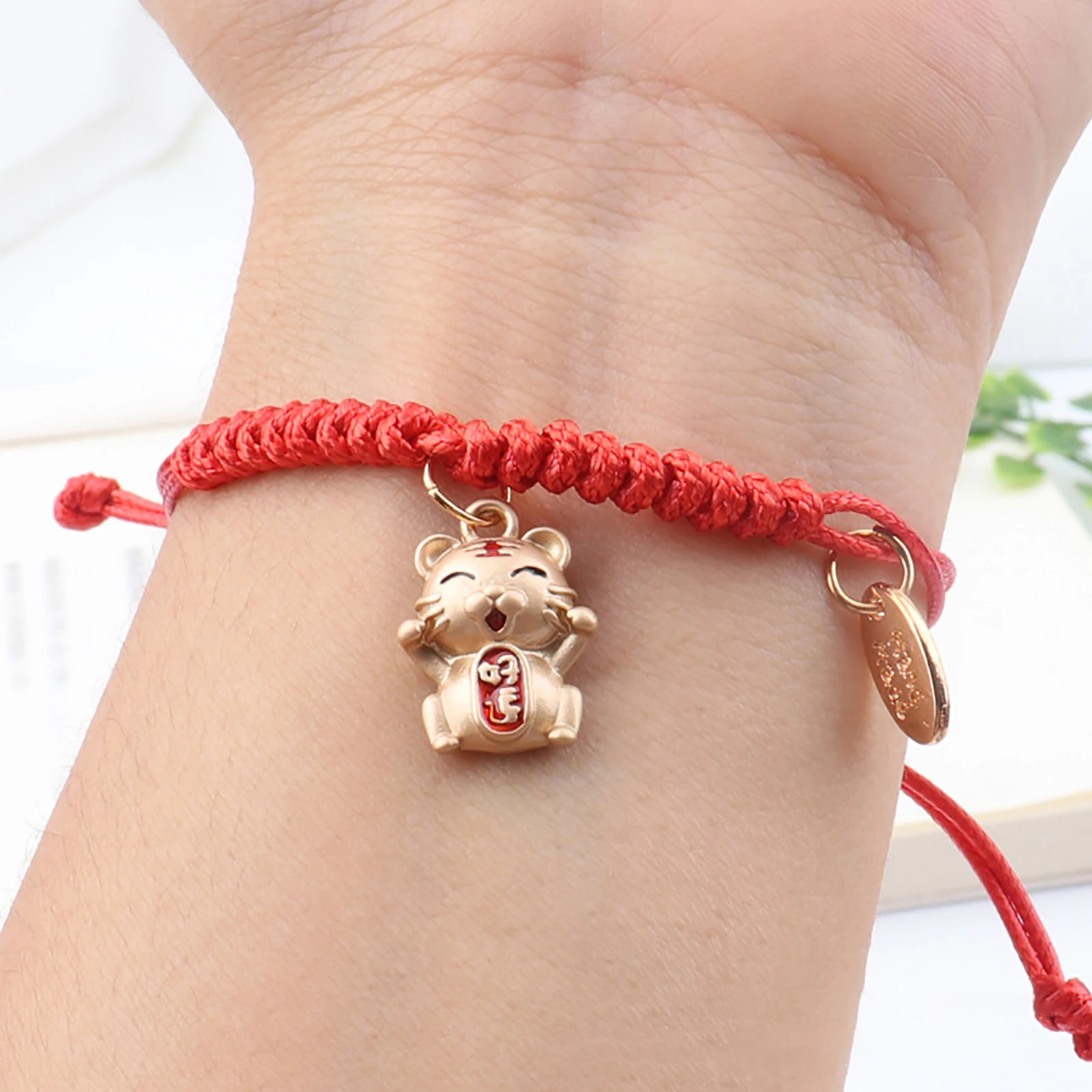 

2022 "Year Of The Tiger" Red String Bracelet With English Text Adjustable