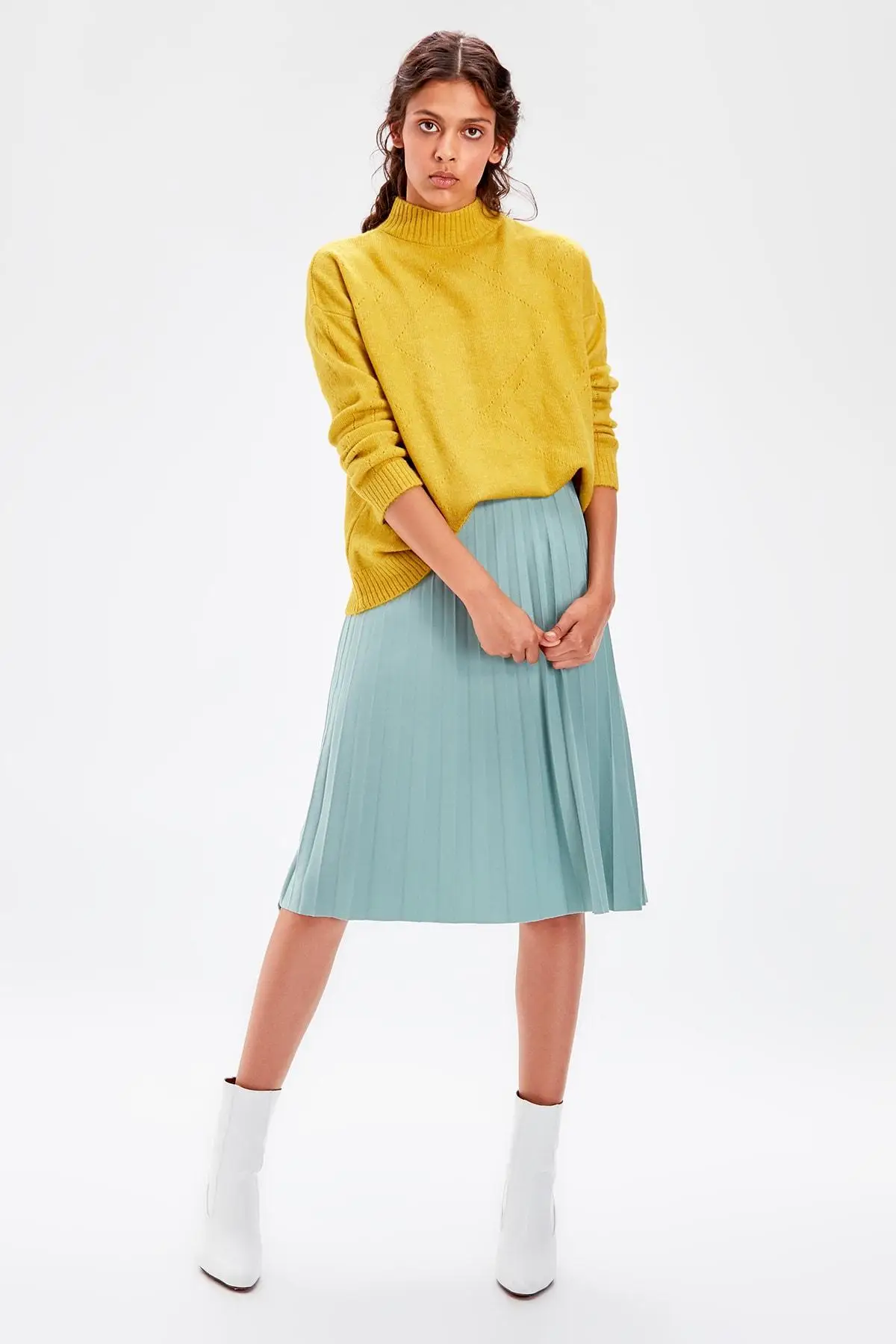 Trendyol Mint Pilise трикотажная юбка TWOSS19FV0195|Женские юбки| |