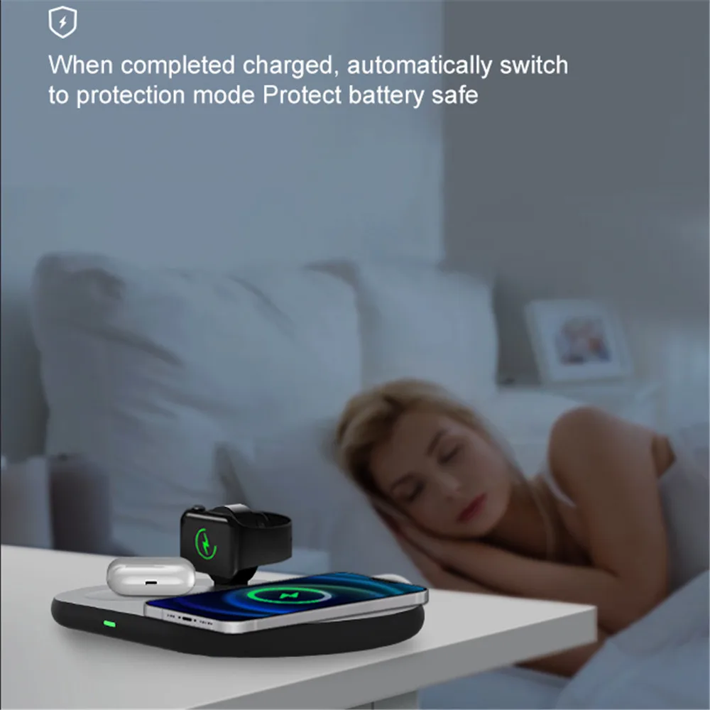 Беспроводное зарядное устройство kebidu 3 в 1 подставка 15 Вт для Apple Watch iWatch 5 AirPods Pro 2