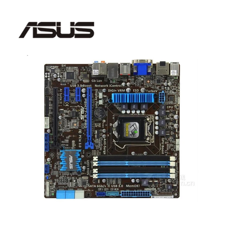 Компьютерная материнская плата LGA 1155 DDR3 для ASUS PRO Материнская Intel H77 P8H77 SATA II PCI E X16