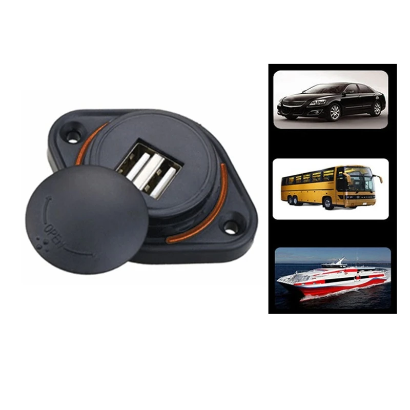 

Dual USB Charger Socket Waterproof Power Adapter Outlet 2Ports Quick Charge 12/24V 3.1 A Port for Car Boat Marine Mobile