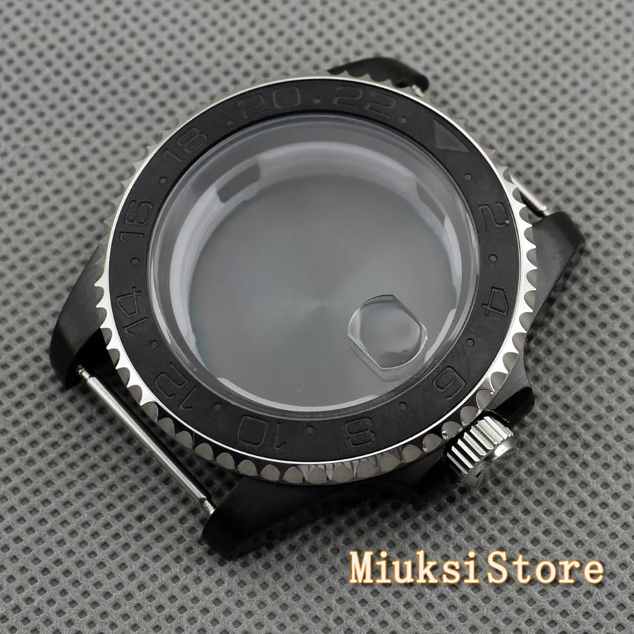 40mm sapphire glass black ceramic bezel PVD steel watch case fit NH35 NH36 ETA 2836 Miyota 82 Serie DG2813/3804 movement | Наручные часы