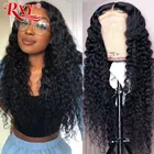 Недорогой парик RXY с волнистой водой плотностью 250, T-образные прозрачные парики на сетке для женщин, человеческие волосы, средняя часть, волнистый парик на сетке спереди