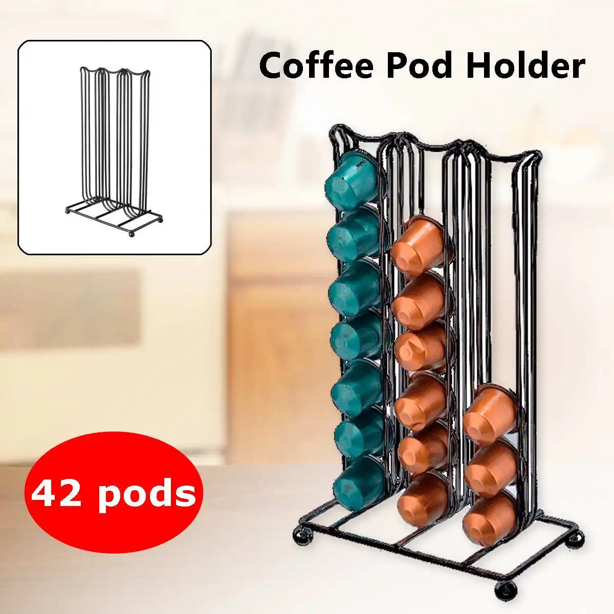 42 Pods хромированная башня монтируемая стойка вращающийся Nespresso кофе капсула
