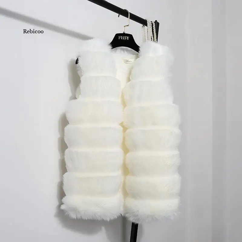 2021 Fall/winter Women's Faux Fur Vest Korean Mid-Length Hairy Slim Women's Fox Fur Vest Women's Jacket