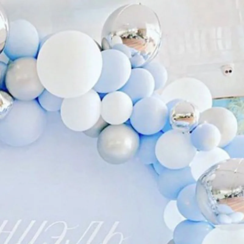 

LBER 1set Macaron Latex Decorations Balloons Set Blue White Confetti Balloon for Baby Shower Birthday Wedding Party.