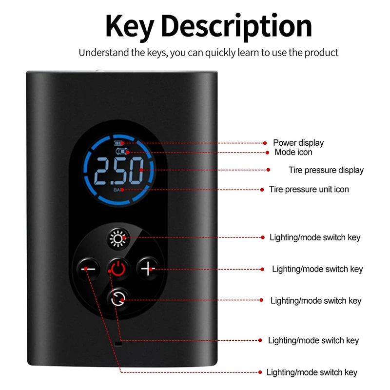 vender 150psi Portátil Carro Pneu Inflator Tela Digital Bomba Compressor De Ar Com Led Luz Dc12v Bomba Para Carros Motocicleta