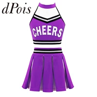 kids girls cheerleading costume dancewear set crop top pleated skirt cheers dancing suit for competition cheerlead uniforms