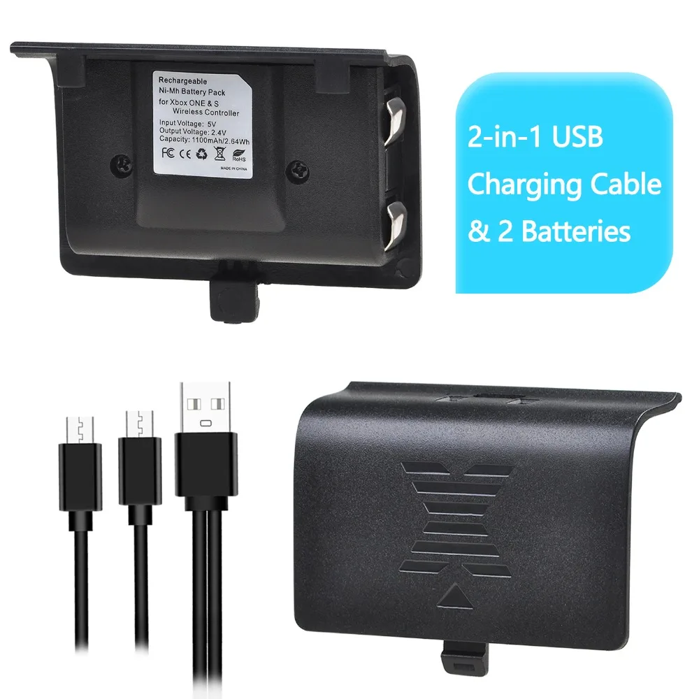 

2X Встроенный USB-аккумулятор для Xbox серии x Xbox One / Xbox One S/Xbox One X Elite, беспроводной контроллер + кабель 2-в-1