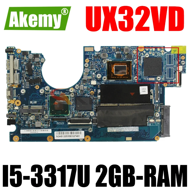 

Akemy UX32VD Laptop motherboard for ASUS Zenbook UX32A original mainboard 2GB-RAM I5-3317U