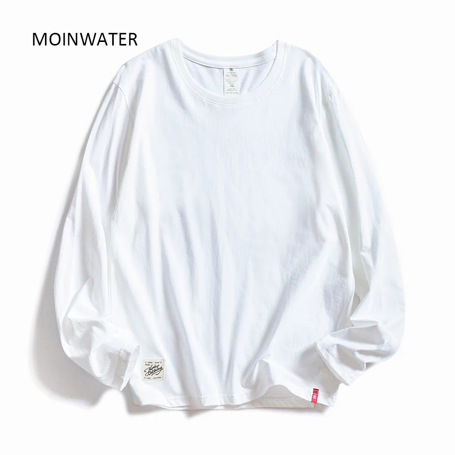 MOINWATER женские футболки с круглым вырезом и длинными рукавами женские белые хлопковые топы женские мягкие повседневные футболки женские черные футболки MLT1901