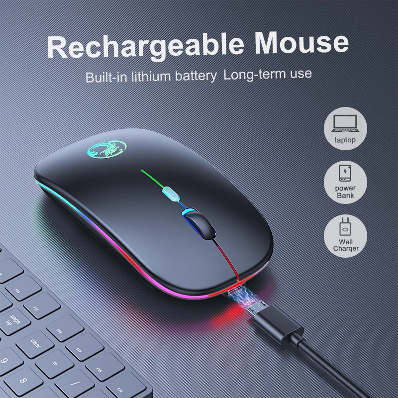Беспроводная мышь для компьютера RGB Bluetooth перезаряжаемая беспроводная USB