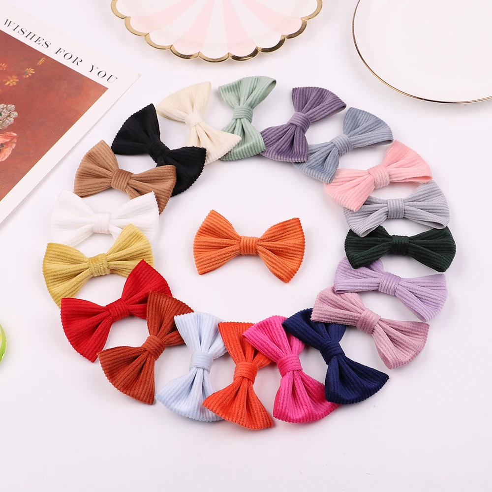 

20Pcs/lot Solid Corduroy Bows Hair Clips For Cute Girls Handmade Hairpins Boutique Barrettes Headwear Kids Hair Accessories Gift