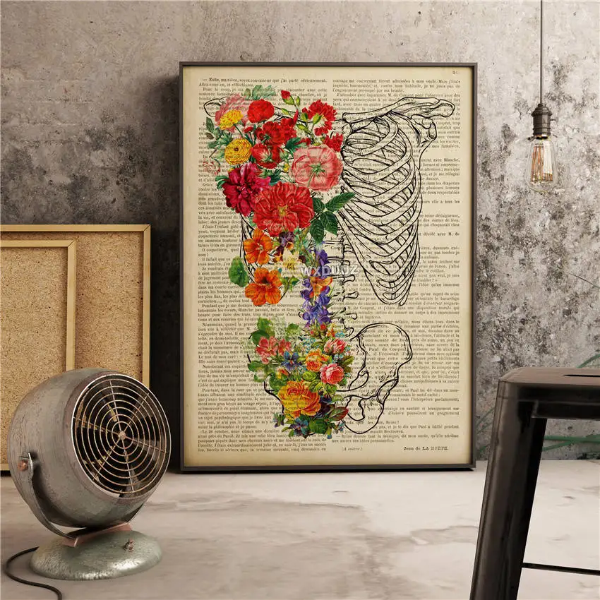Flower Foot Bone Anatomy Medicine Retro Art Decor Picture Quality Canvas Painting Poster For Hospital Doctor Office Wall | Дом и сад