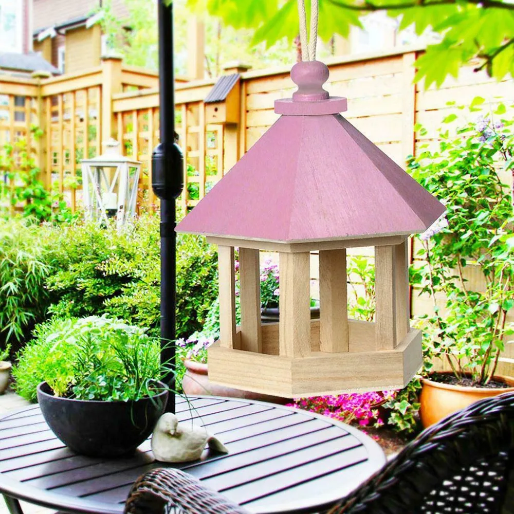 

Hanging Bird High Quality Wooden House Feeding Station Hanging Yard Garden Decoration Bird Feeders