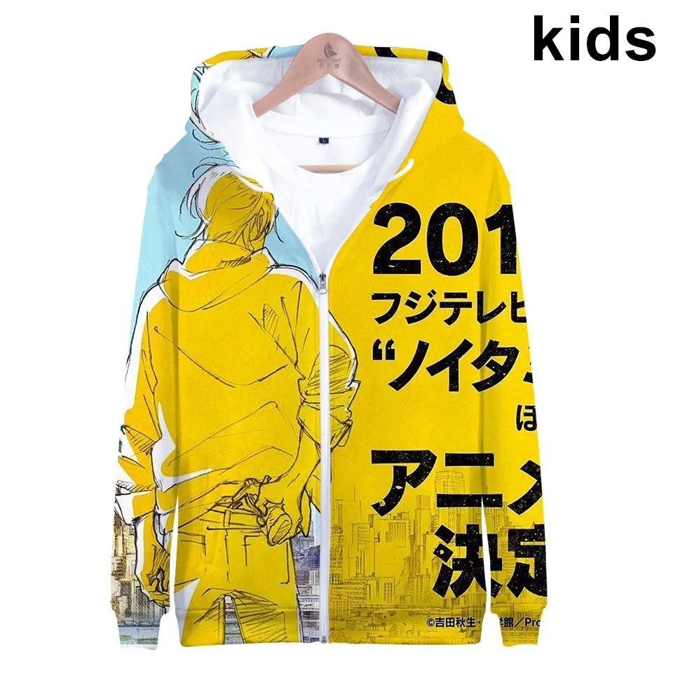 

3 To 14 Years Kids Hoodies Banana Fish Anime Clothing Boys Girls Hoodie Harajuku Cartoon Jacket Teen Coat zip up sweatshirt