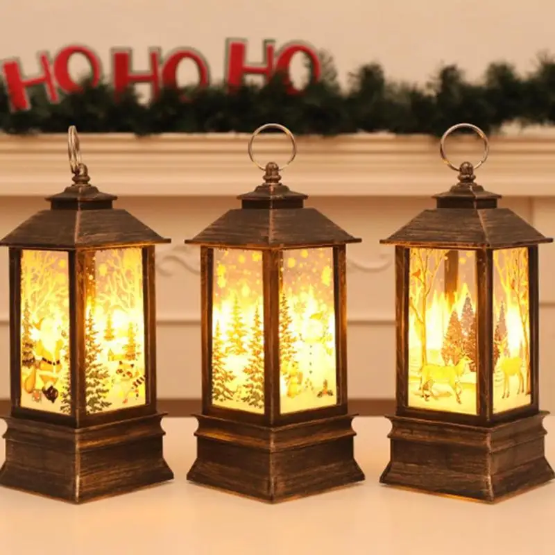 

Christmas Flame Wind Lamp Santa Claus Decoration Christmas LED Lighting Ornament Candlestick Lamp 13x5.5x5.5cm