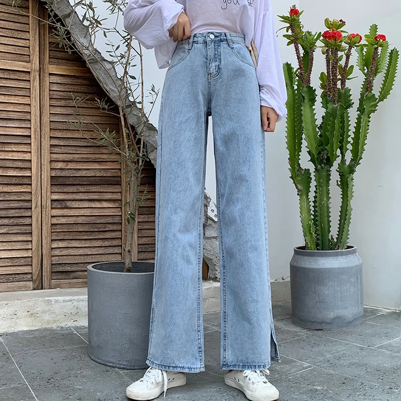 

Woman Jeans High Waist Clothes Wide Leg Denim Clothing Blue Streetwear Vintage Quality 2021 Fashion Harajuku Straight Pants