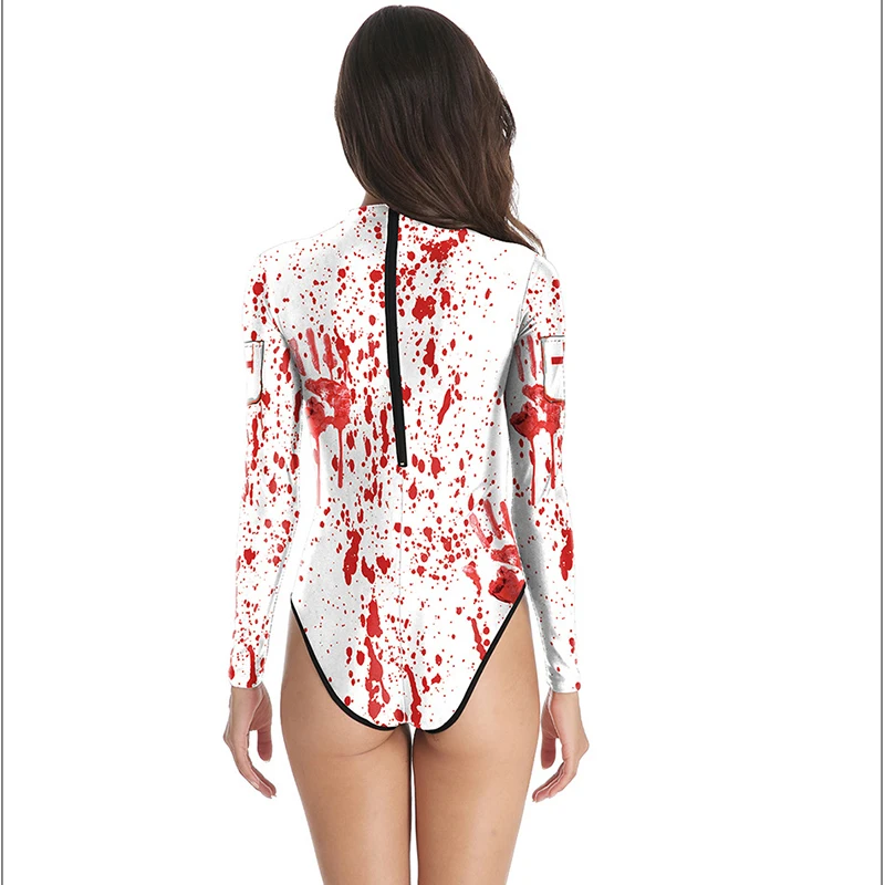 Купальный костюм с длинными рукавами купальный для женщин белый красный