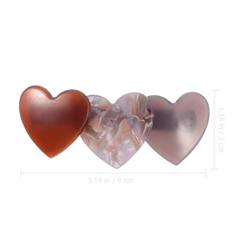 

3pcs Heart Design Hair Clips Simple Chic Spring Hair Clips Spring Hairpins for Lady